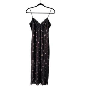 Stitch & Pine Babydoll Maxi Dress Womens M Floral Dark Fairy Romantic Coquette